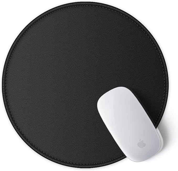ITNRSIIET Round Mouse Pad with Stitched Edge Premium-Textured Waterproof Non-Slip Rubber Base Desktop Protection Mat Diameter 8.7 inches, Classic Black