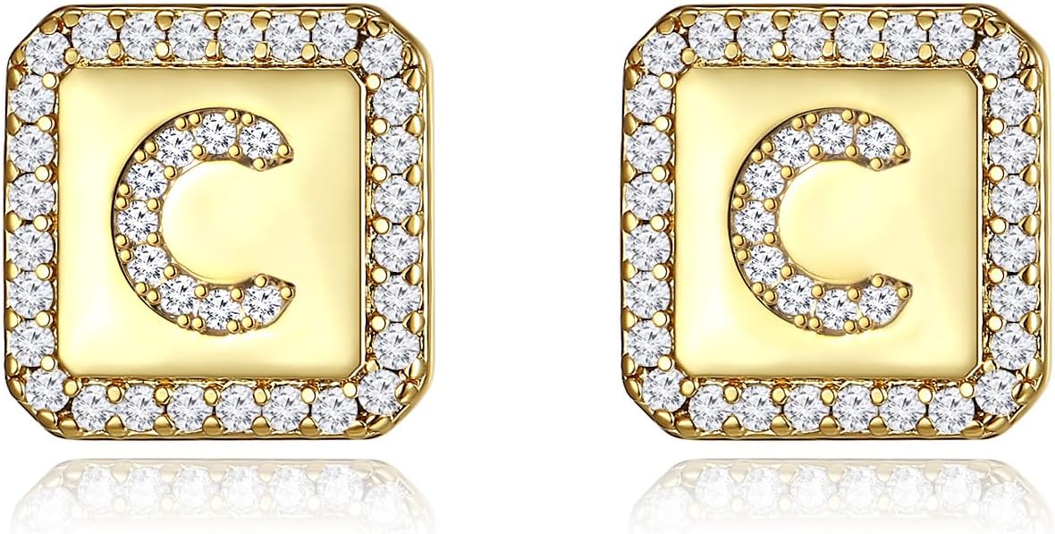Gold Earrings for Women 24K Gold Filled Initial Earrings for Women S925 Earrings Gifts for Her