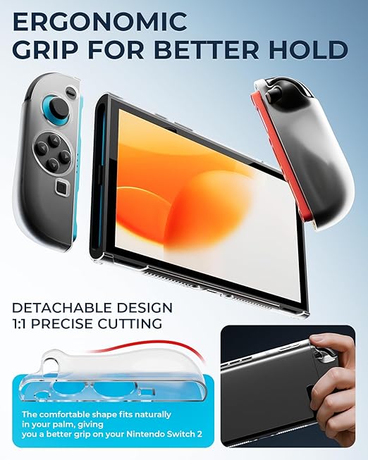 Switch 2 Accessories Bundle for Nintendo 17-in-1: 2 Pro Controllers, Dockable Carrying Case, Screen Protector, Thumb Grip for Joycon Console Protective Cover Shell Steering Wheel 2025 Switch2 Game Kit