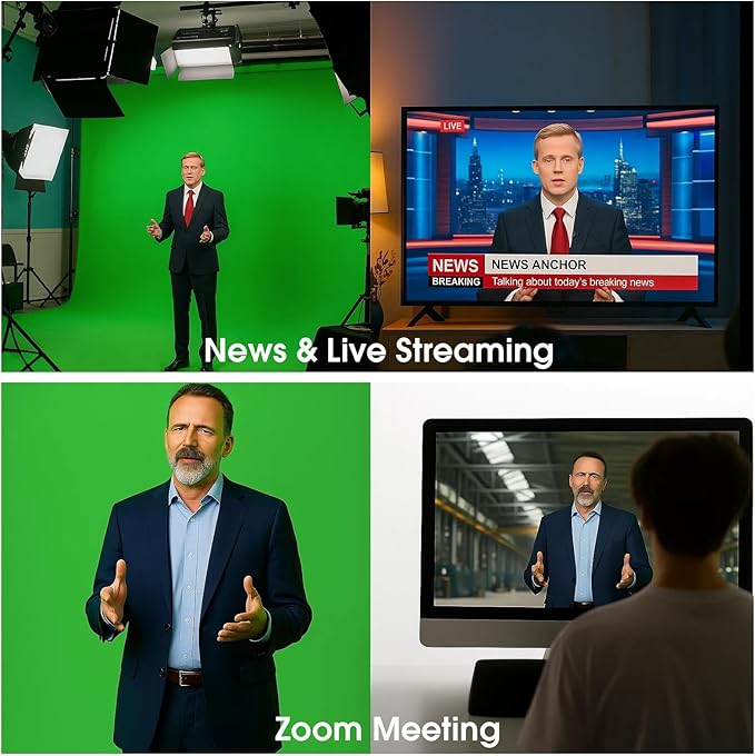 10x20ft Green Screen Backdrop for Photography, Dual-Size Dual-Pocket Design Chromakey Background for Photoshoot, Game Steaming, Zoom Meeting with Both Options of 10 ft and 20 ft in Width