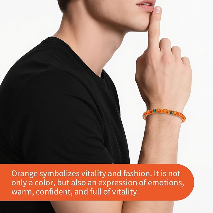 Puka Shell Bracelet Boho Adjustable Orange Beaded Surfer Anklet Handmade Natural Shell Jewelry Unisex Men Women Everyday Versatile Hawaiian Style