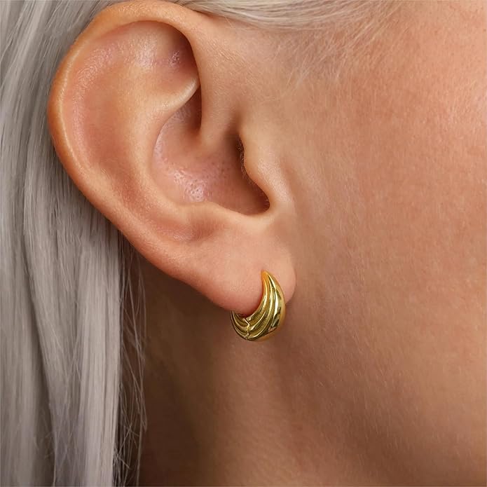 Small Gold Huggie Hoop Earrings Set for Women Men Hypoallergenic 14K Plated Stack Cartilage Earrings, Multiple Piercing Lightweight Mini Thin Cute Dainty Trendy Jewelry Set Christmas Gifts for Women