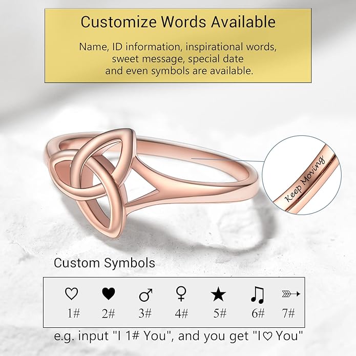 PROSILVER 925 Sterling Silver Claddagh Ring/Celtic Knot Ring for Women, Irish Wedding Band, Rose Gold Plated/Gold Plated, Size 4-12, Come with Box