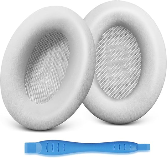 GEVO Ear Pads Cushions Replacement for Bose QC35 ii QC35, Earpads for Bose QuietComfort 35ii 35 Headphones with Protein Leather Noise Isolation Memory Foam (White)