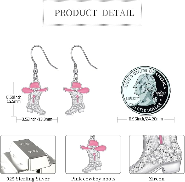 Western Earrings for Women 925 Sterling Silver Turquoise Western Country Dangle Drop Earrings Country Jewelry Gifts for Cowgirl Cowboy