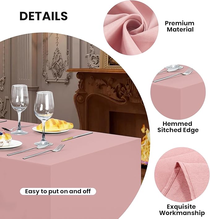 Ascoza 2 Pack Fitted Tablecloth for 4 Foot Rectangle Tables 48 x 24 Inch Dusty Pink Table Covers Water Resistant Polyester Table Cloth for Wedding, Parties,Display, Trade Show (Dusty Pink)