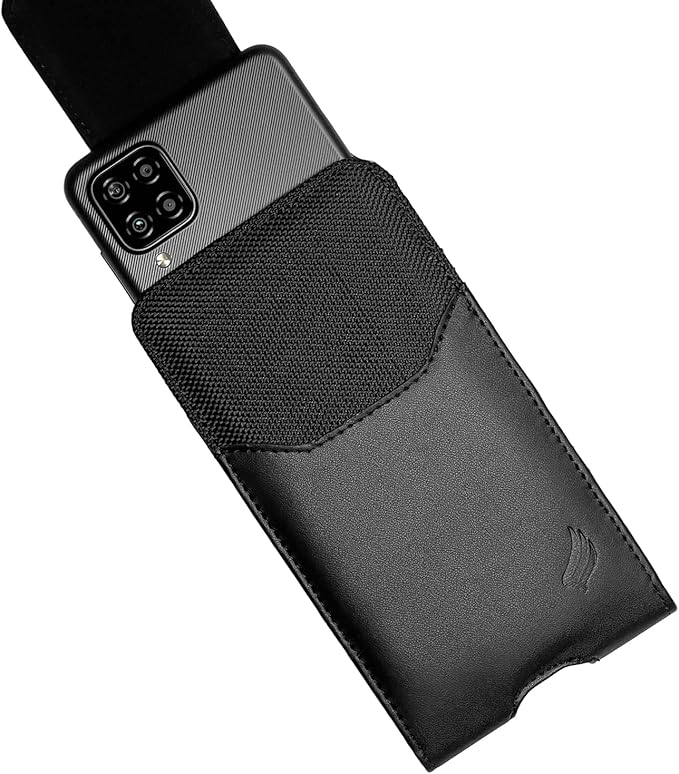 Leather Cell Phone Holster for Boost Celero 5G, Motorola Moto G 5G, Moto G Power 2021/2022/2023/2024, TCL 30 40 50 60 XE, XL, Vertical Case Waist Carrying Pouch with Belt Clip/Loops, Black