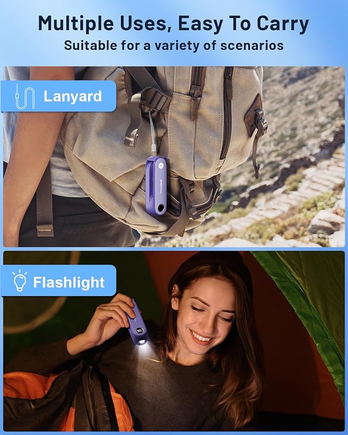 SWEETFULL Portable Handheld Mini Fan with LED Display, 3-in-1 Personal Foldable USB Rechargeable Hand Held Fan & Flashlight for Travel, Lash Eyelash, Cute Small Pocket for Women, Girls