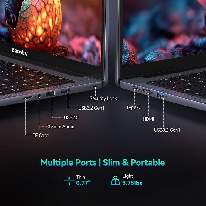 Blackview Laptop 2025, Laptops Computer for Business Student, Quad-Core N150 (Up to 3.6GHz, Beat N5095/ N95/N97/N100), 16GB DDR4 512GB SSD, 15.6” FHD IPS TÜV Screen, 100W Type-C Fast Charge, 4K HDMI