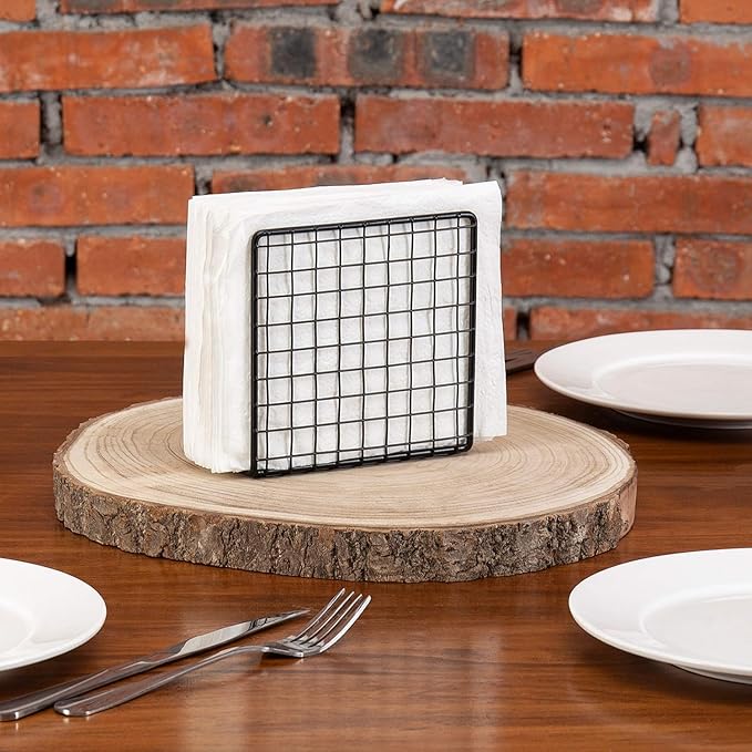 Metal Standing Napkin Holder with Wire Grid Design, Upright Dining Table Cocktail Napkin Holder