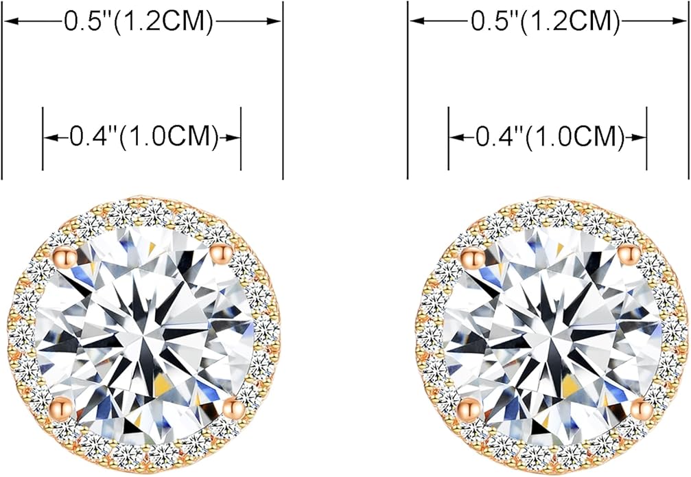 YOQUCOL 10MM Cubic Zirconia Crystal Clip On Stud Earrings Round Non Pierced Earrings for Women