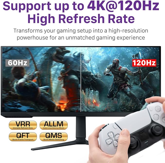 Fosmon HDMI 8K Bi-Directional Switch, Support 8K@60Hz 4K@120Hz HDR10+ HDCP 2.3 1 in 2 Out / 2 in 1 Out HDMI 2.1 Switcher, High Speed 48Gbps HDMI Splitter Compatible with PS4 PS5, Xbox, Roku, Apple TV