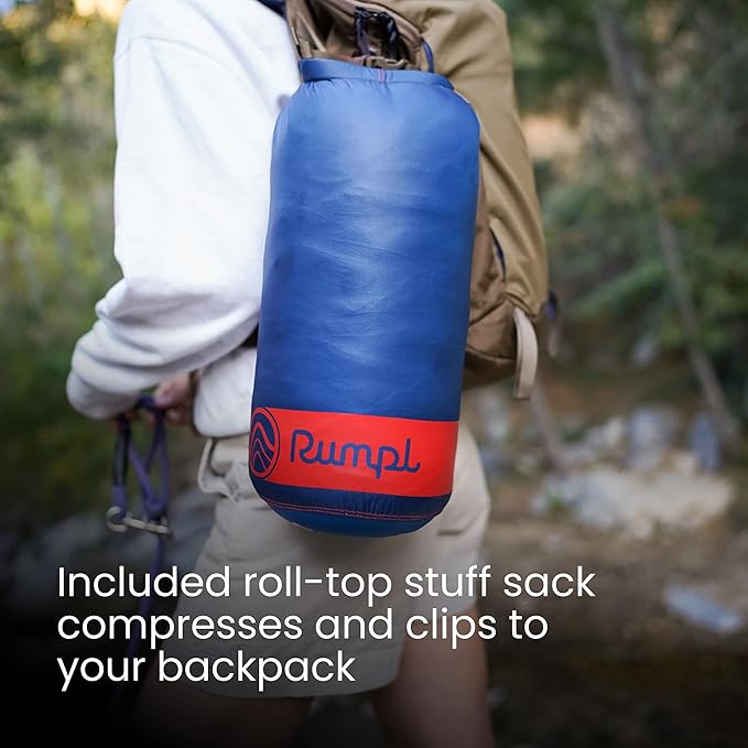 Rumpl Original Puffy Blanket - Warm, Water-Resistant Camping Blanket with 100% Recycled Synthetic Insulation, 52"x75", Original Puffy V2, Lavender Peak Eclipse