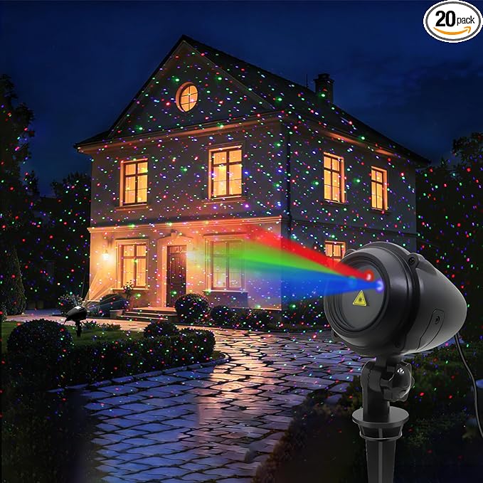 Outdoor Christmas Projection Lights, RGB Outdoor Lights, Waterproof Garden Projector (with Remote Control), Suitable for Homes, Yards, Gardens, Holiday Parties, and Home Decor