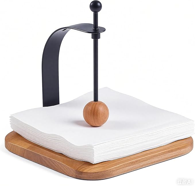 North American Beech Napkin Holder for Table - Nordic Style Wooden Cocktail Napkin Holder Fits 5-7" Napkins - Windproof Dispenser for Kitchen, Coffee Bar, Cocktail Bar (Gift Idea)
