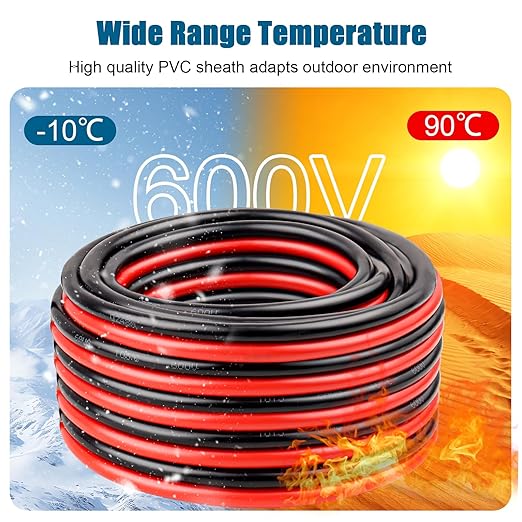 6 Gauge Wire 2 Conductors Copper Wire, 6 AWG Battery Cable Oxygen Free Copper Wire for Solar Panel, Automotive, Trailer, RV and Speaker (6 Gauge 5FT)