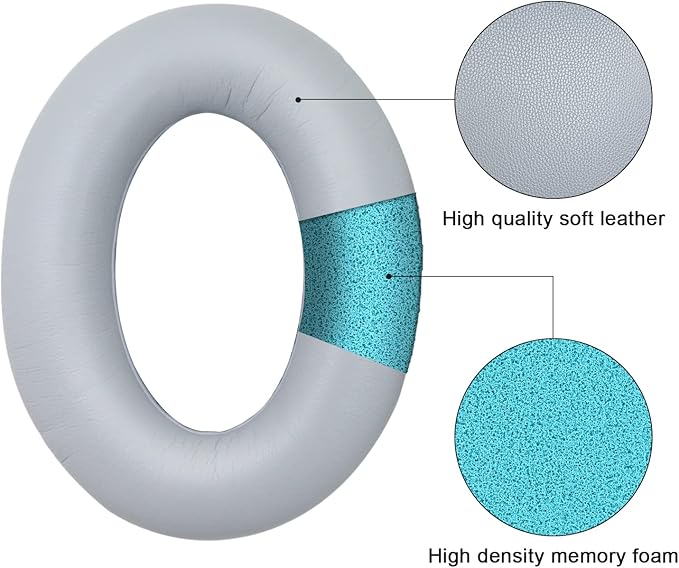 Replacement Ear Pads for Bose QuietComfort 35 35 II 15 25(qc 35 25 15/QC35 ii), Headphone Ear Covers, High Density Memory Cotton, Soft Leather, Adaptive Noise Isolation Headphones Pads Cushions-Grey