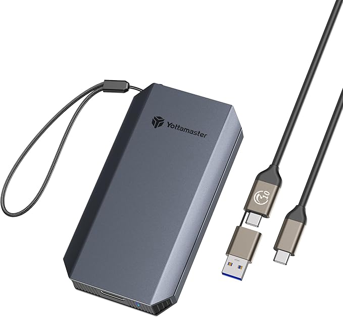Yottamaster 512GB External SSD, Up to 460MB/s 2 in 1 USB C Cable & Lanyard Portable Solid State Drives, Supports 4K ProRes HDR Compatible with iPhone 16 Pro Max, Smartphone, Tablet, Laptop