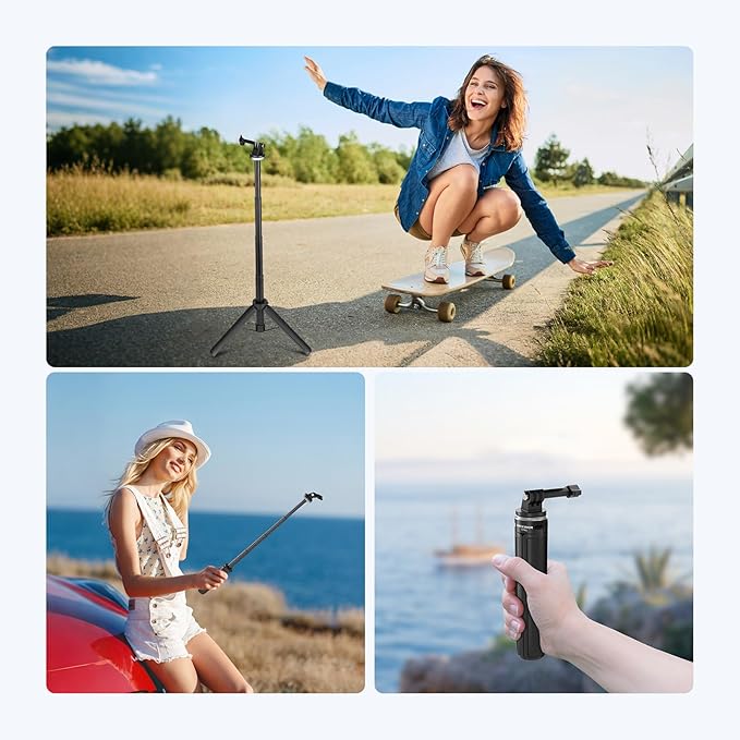 NEEWER Basic Selfie Stick Tripod for DSLR Action Camera Webcam, Mini Vlogging Video Desk Stand Accessories Compatible with GoPro Hero 13 12 Insta360 DJI Osmo Action 5 Pro AKASO EK7000 Brave 4 7, TP46