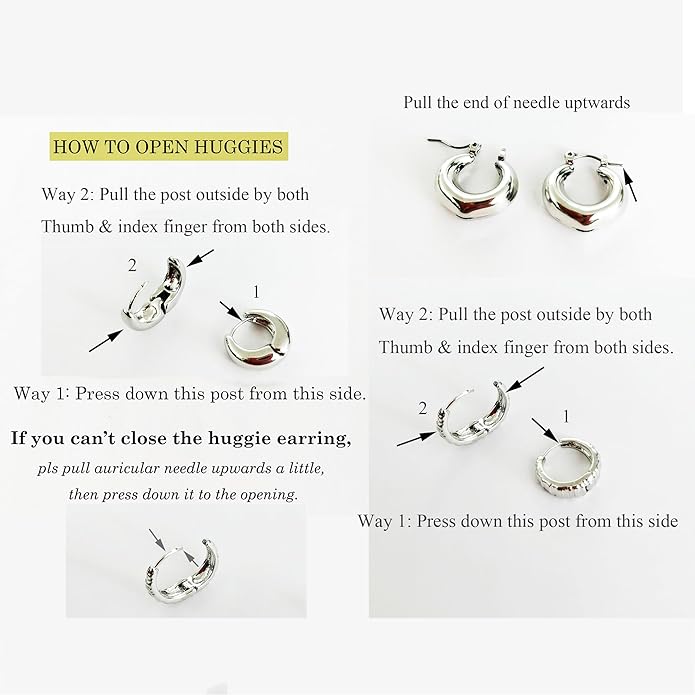 Wgoud Chunky Hoop Earrings Set 14K Gold Plated Hoop Earrings for Women Hypoallergenic, Thick Twisted Huggie Hoops Earring Set