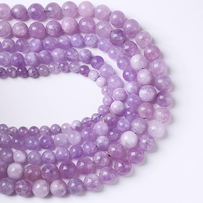 8mm 45pcs Natural Lavender Amethyst Beads Round Loose Gemstone Crystal Energy Healing Power Stone Beads for Jewelry Making DIY Bracelet 15 Inch