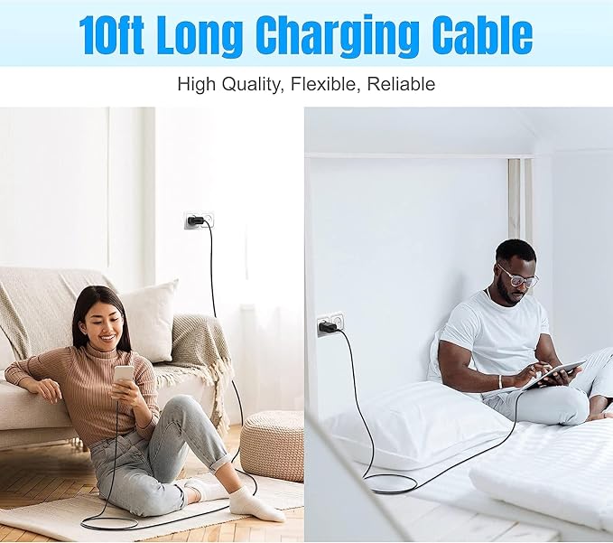 Phone 15 16 Charger, 2-Pack 30W Super Fast Charging, USB C Block Type C Cable Cord 10ft for iPhone 16,16 Plus,16 Pro,16 Pro Max, iPhone15, iPad Pro 12.9/11, Galaxy S24,S23 S22 S21