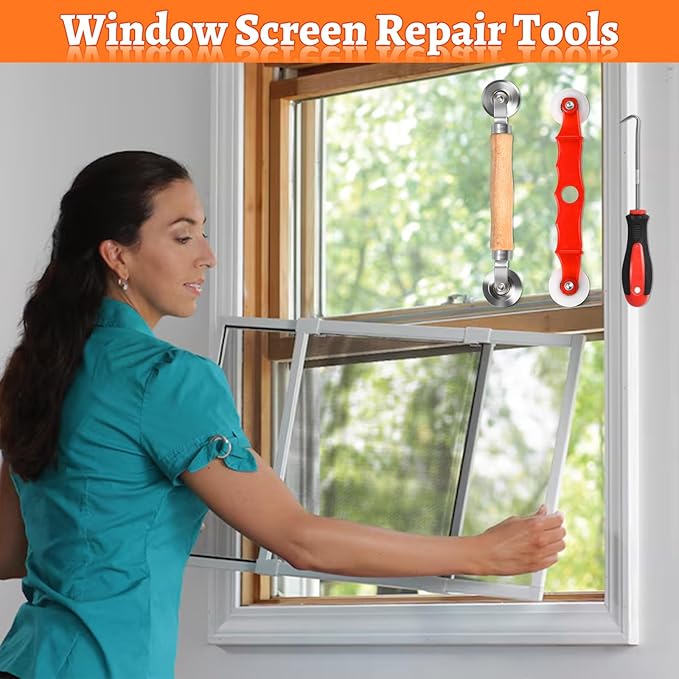 Screen Repair Tool,Window Roller,Spline Installer,3 in 1 Window Installation Tool,Screen Mouse Spline Roller for Installing & Replacing Window Patio Sliding Door(3 in 1)