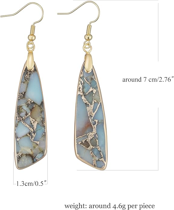 Boho Women Natural Stone Earrings Unique Healing Imperial Jasper Gemstone Energy Hypoallergenic Lightweight Dangle Drop Earrings Multiple Styles Earrings Jewelry for Birthday Party Gift