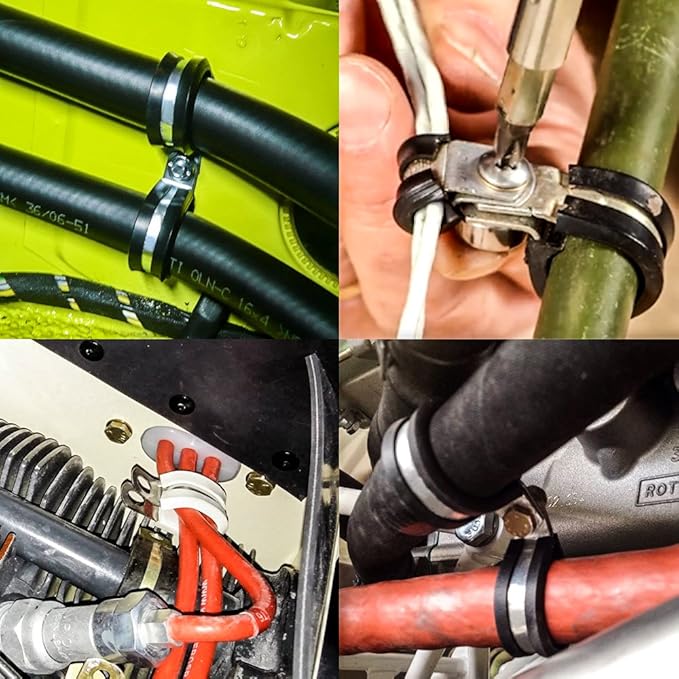 LOKMAN 20 Pack 7/8 Inch Stainless Steel Cable Clamp, Rubber Cushioned Insulated Clamp, Conduit Wire Holder Strap Clips for Tube, Pipe or Wire Cord Installation