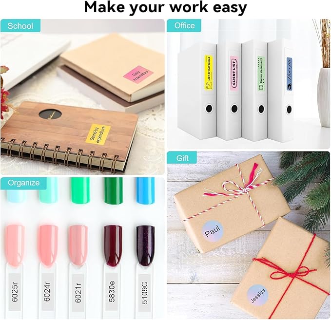 Label Maker Machine - Portable Bluetooth Mini Label Printer - Smartphone Handheld Thermal Sticker Small Labeler Multiple Templates Font Icon Inkless Custom Label for Home Kids School Items
