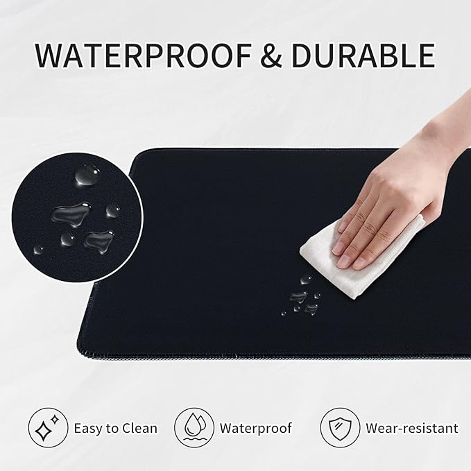 RAINYEAR Large Gaming Mouse Pad(35.4 x 15.7 Inch), Computer Mousepad with Anti-Slip Rubber Base, Smooth Large Keyboard Mouse Pad Mat for Gamer, Office, Home, Black