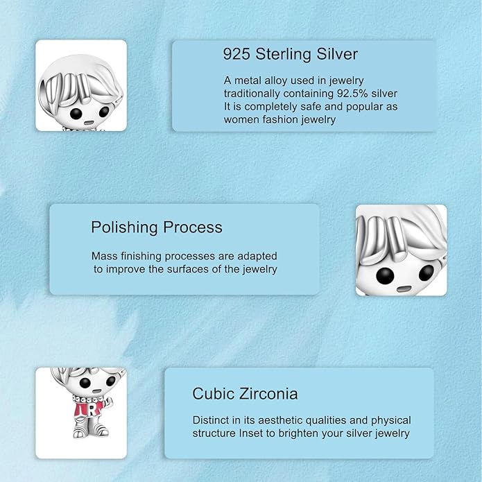 925 Sterling Silver Charms Magic Movie Character Dangle Beads for Bracelets and Necklaces Jewelry for Women
