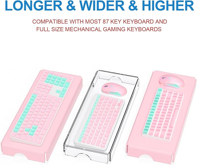 WINFFOR Acrylic Keyboard Cover Protector - Mechanical Keyboard Dust Cover Computer Keyboard Cover Keyboard Protector Fits 17'' Keyboard (Lightpink)