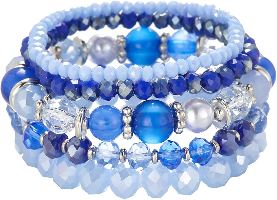 Noessla Beaded Boho Stretch Bracelet Colorful Stackable Crystal Beads Bracelets Trendy Costume Jewelry Mothers Day Gifts for Women