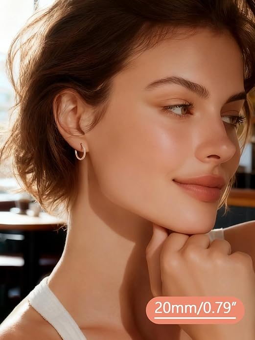 FaithHeart Sterling Silver Hoop Earrings for Women, Hypoallergenic Huggie Hoop Earrings Lightweight Small Cartilage Earrings Hoop Earring Dainty Everyday Earrings 6/8/10/12/14/15/16/18/20mm