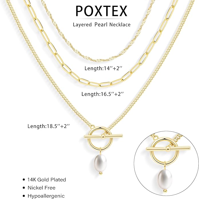 Layered Gold Necklaces for Women, Stackable Dainty 14K Gold Silver Plated Trendy Simple Heart Diamond Cross Bow Circle Pendant Paperclip Choker Dot Chain Necklace,Jewelry Set Gifts for Women
