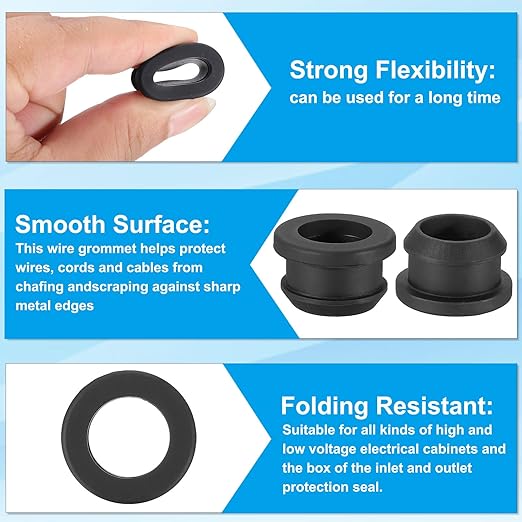 PATIKIL 20mm / 13/16 Inch Drill Hole,5/8 Inch ID Rubber Grommets, 3Pcs Top Hat Grommet for Wiring Eyelet Ring Gasket Automotive Firewall Cable Hole Plugs Wires Protection, Black