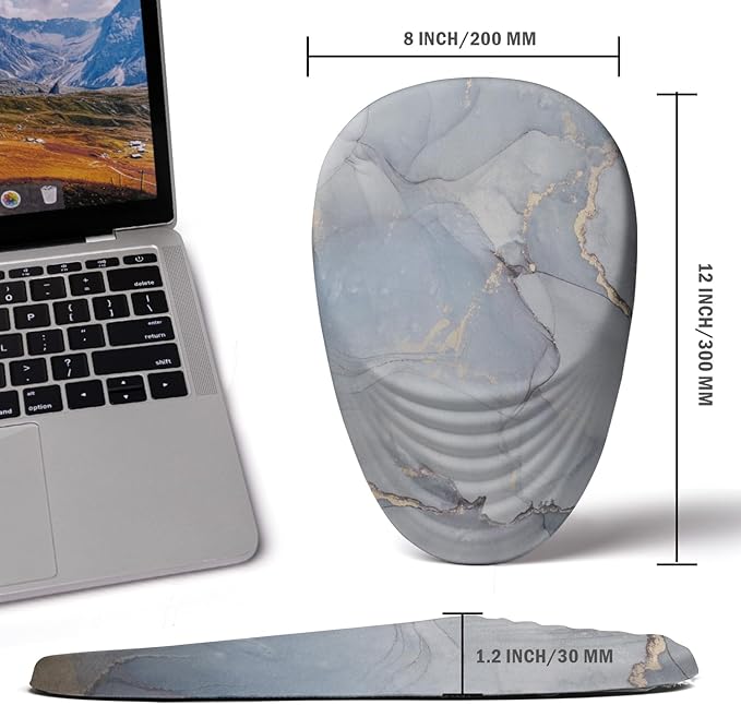 Ergonomic Mouse Pad with Wrist Rest Support,Mousepad Relief Carpal Tunnel Pain, Entire Memory Foam Mouse Pad with Non-Slip PU Base, Wireless Mouse Pad, Cloud Marble