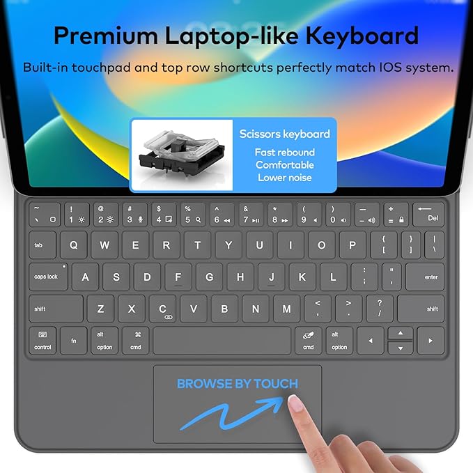 Keyboard Case for iPad 10th Generation 2022 & 11th (A16, 2025) – Magic-Style Keyboard with Multi-Touch Trackpad – Floating Cantilever Stand – Magnetic Case for iPad 10.9 inch 10th / 11th Gen.