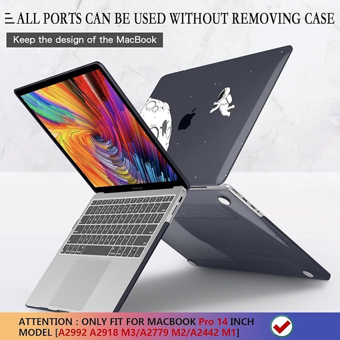 CISSOOK Case for MacBook Pro 14 Inch M4 M3 M2 M1 Chip 2024 2023 2022 2021 Release Model A3112 A3185 A3401 A2992 A2918 A2779 A2442, Hard Shell Cover for MacBook Pro 14 with Touch ID - Astronaut