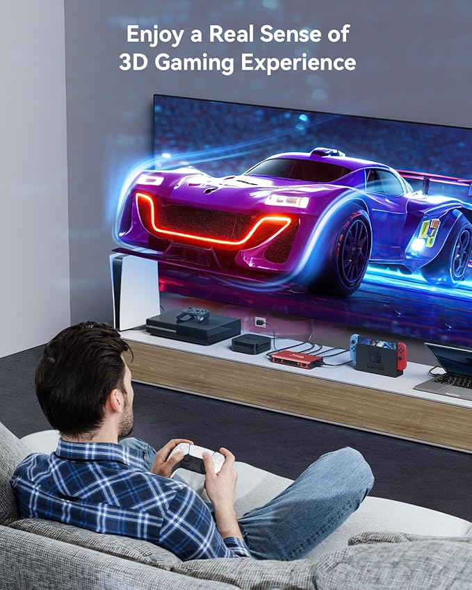 HDMI Switch 5 in 1 Out 4K@60Hz, GANA HDMI Splitter Switcher with Remote, Aluminum HDMI 2.0 Switch Box Hub for 3D, HDCP2.2, HDR, Compatible with Xbox, PS5/4/3,Fire Stick,Roku,Blu-Ray Player, Red