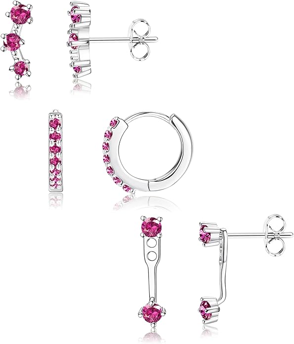 FIASASO 3 Pairs 925 Sterling Silver Hypoallergenic Earrings for Women Trendy - 14K Gold Plated Stud Hoop Cartilage Earrings Set Small Earring Stacks for Sensitive Ears Non Tarnish Dainty Silver Earring