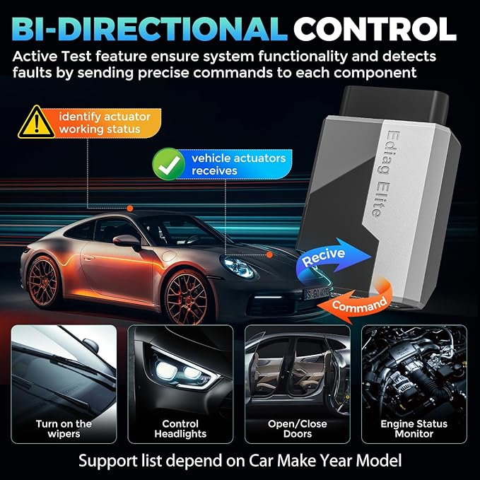 KINGBOLEN Ediag Elite OBD2 Scanner Bluetooth, Bi-Directional Control Scanner All System Diagnostic Tool for iOS & Android, 15+ Hot Reset, CANFD Protocol, FCA AutoAuth, No Subscriptions Lifetime Update