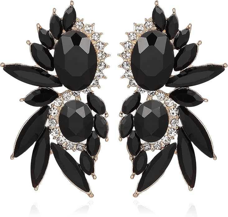 Vintage Rhinestone Statement Earrings Fancy Crystal Cluster Drop Dangle Earrings for Women