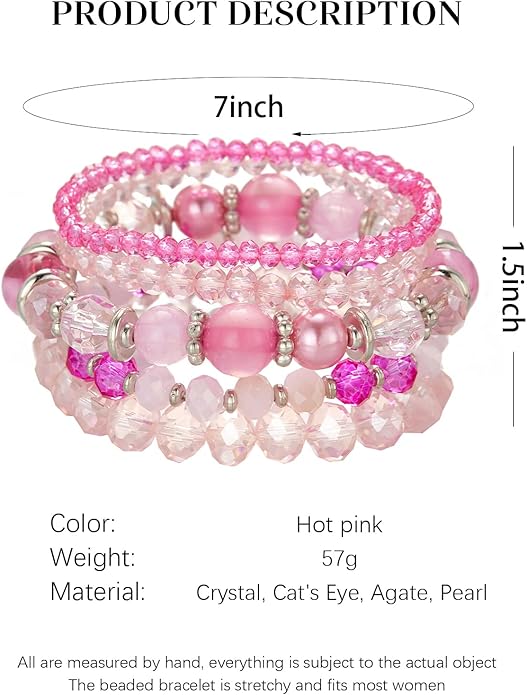 Noessla Beaded Boho Stretch Bracelet Colorful Stackable Crystal Beads Bracelets Trendy Costume Jewelry Mothers Day Gifts for Women