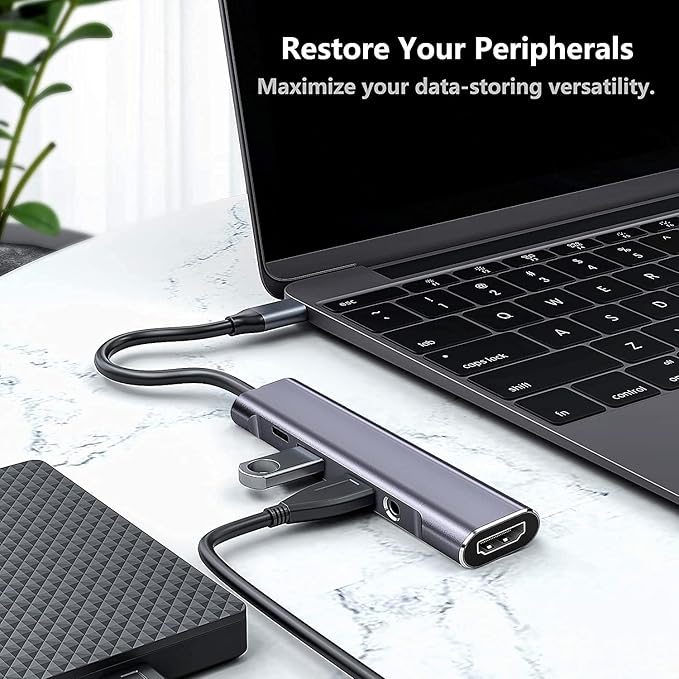 USB C to HDMI Adapter Dex Dock for Galaxy S25/S24/S23/S22/Note20/TabS9/S8/S7,Type-c hub with 3.5mm Audio Jack,4K HDMI,USB3.0,PD 60W,Adapter for iPhone 15/iPad Air 4/5,iPad mini 6,Nintendo Switch