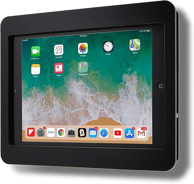 TABcare Anti-Theft Acrylic VESA Enclosure for Apple iPad Pro 12.9" 2015 2017 with Free Wall Mount Kit & 90-Degree Angle Charge Cable (iPad Pro 12.9" 1/2, Black)