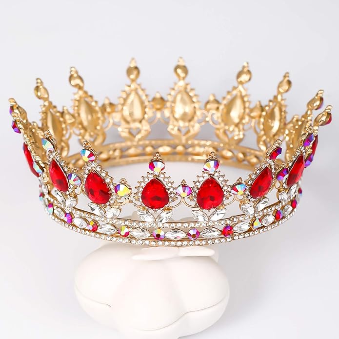 FORSEVEN Queen Crown Rhinestone Wedding Crowns and Tiaras for Women Costume Party Hair Accessories Princess Birthday Crown Crystal Bridal Crown Halloween Decorations Headband