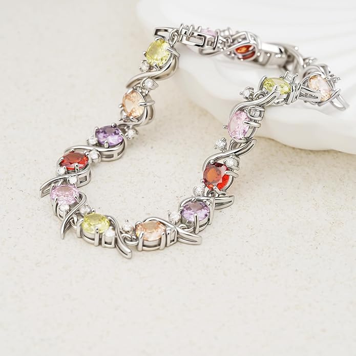 Tennis Bracelet for Women 14K Gold Plated Cubic Zirconia Bracelet,Classic Crystal Tennis Bracelet, Rhinestone Delicate Bracelet Gift for Her