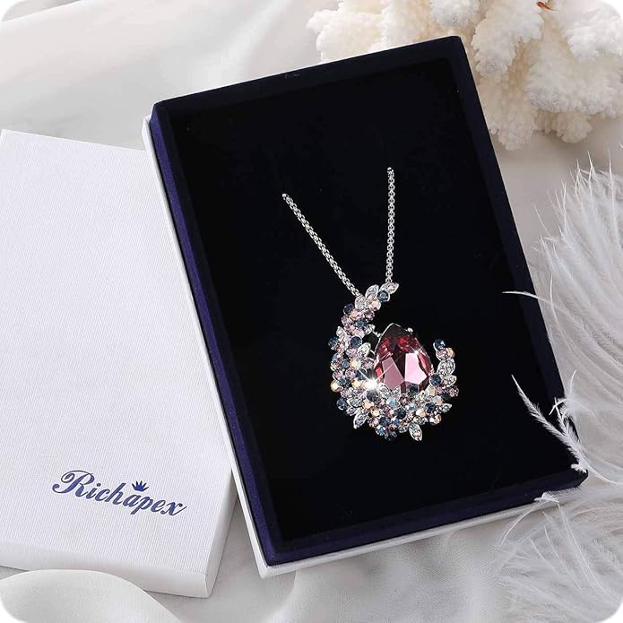 Richapex Elegant Crystal Tulip Rose Brooch Pin,Cubic Zirconia Fashion Crystal Jewelry Women's Brooch Pin